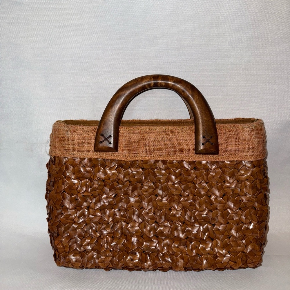 Vintage Brown Woven Handbag